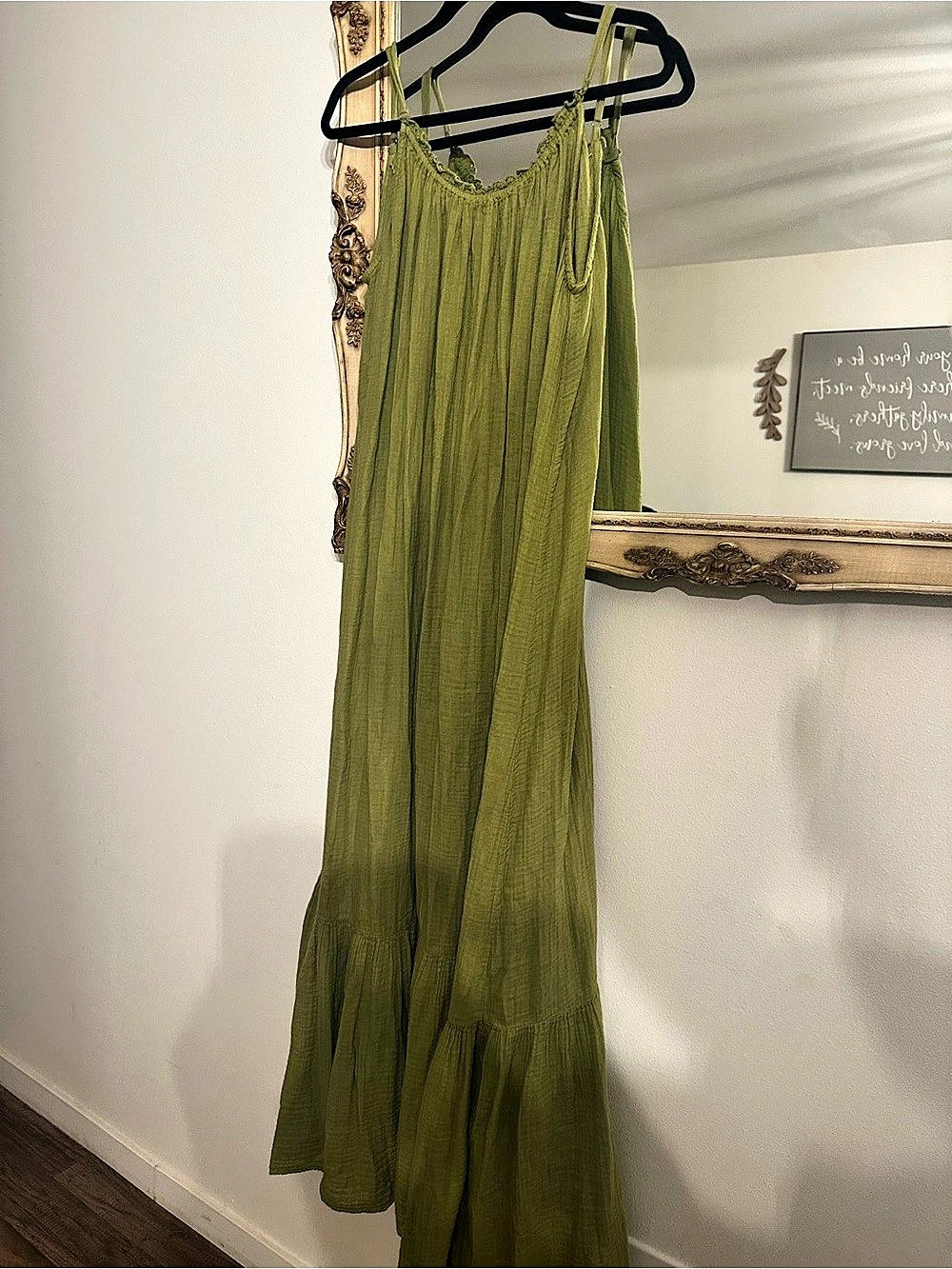 Anthropologie The Malika Gauze Maxi Dress Green Tiered Maxi Dress Size XL NWT